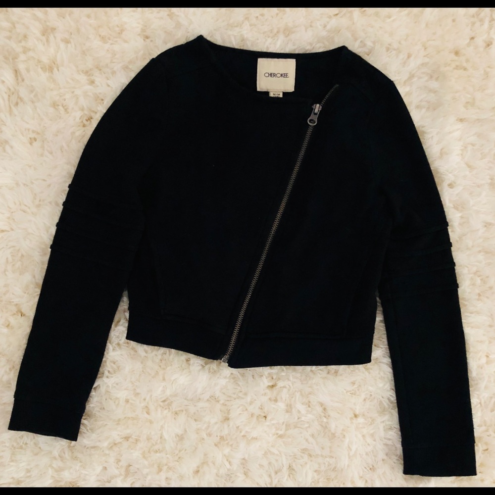 CHEROKEE  black cross zipper girls jacket